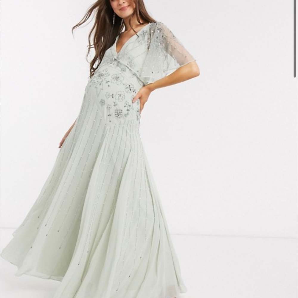 ASOS MATERNITY DRESS. Light green with beading